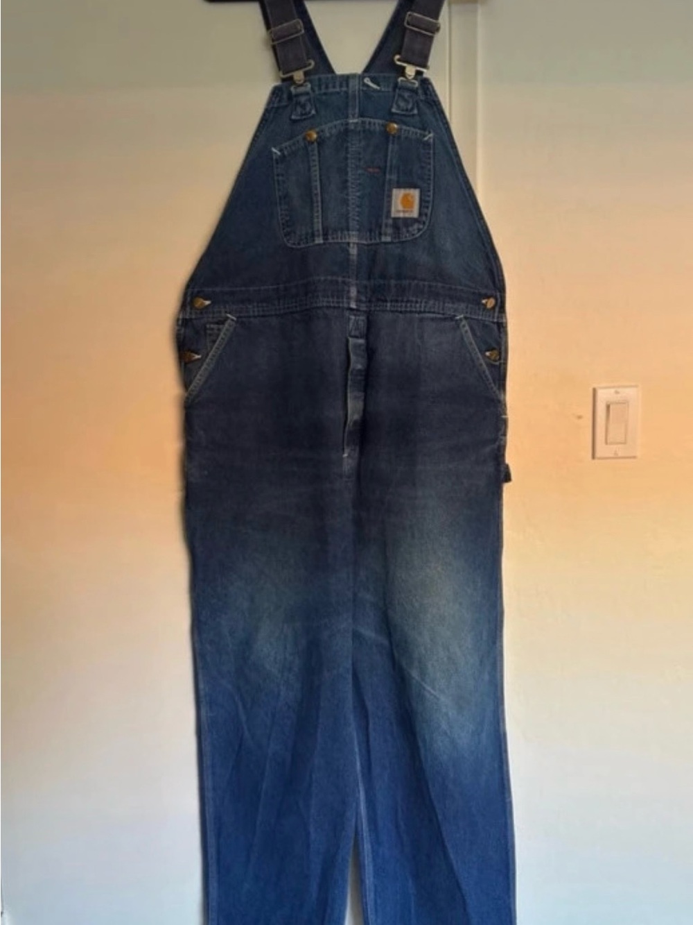 Vintage 2002 Carhartt Men's Blue Denim Cargo Overalls